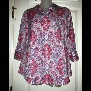 Talbots floral paisley print button down shirt size 12p